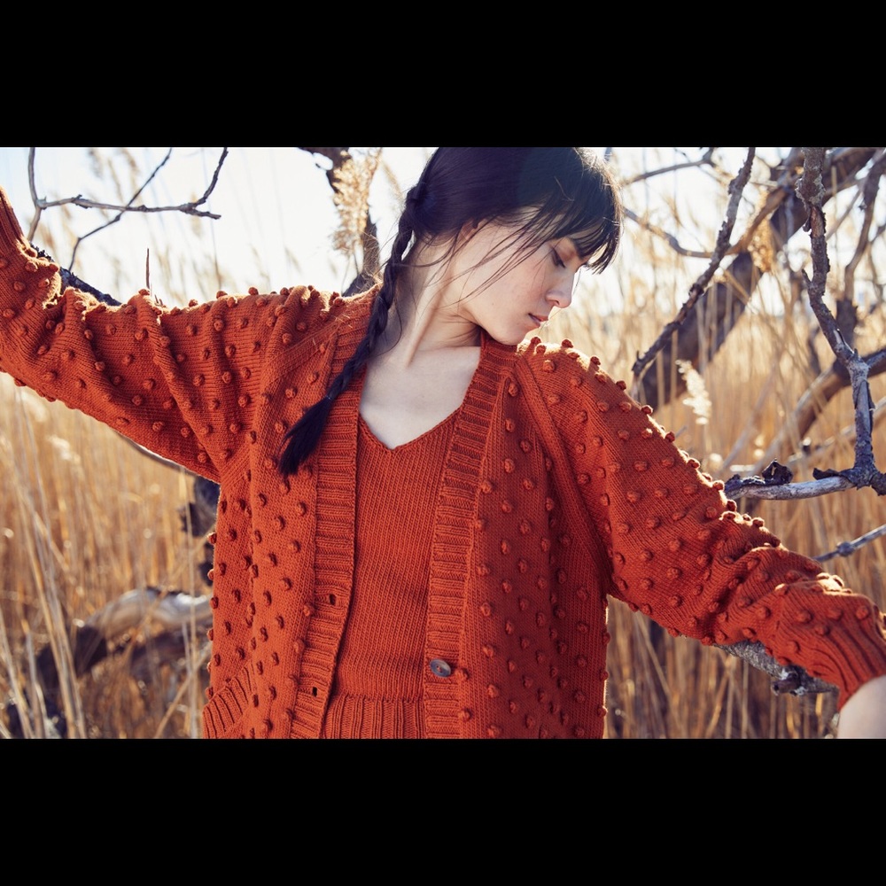 Misha & Puff Popcorn Cardigan in Persimmon